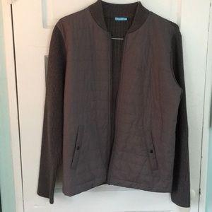 J McLaughlin charcoal knit quilted baseball jacket